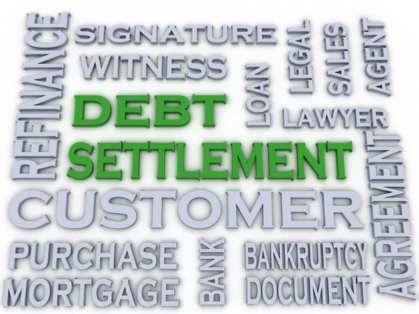 3d image Debt settlement  issues concept word cloud background — Stock Photo, Image