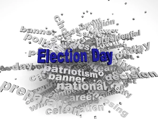 3d image Election Day issues concept word cloud background — Stock Photo, Image