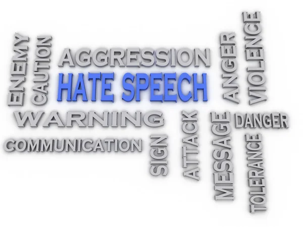 3d image hate speech issues concept word cloud background — Stock Photo, Image