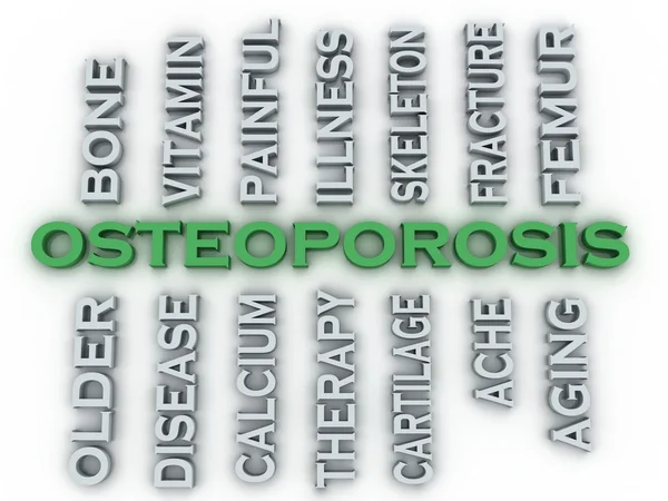 Gambar 3d Osteoporosis mengeluarkan konsep latar belakang awan kata — Stok Foto