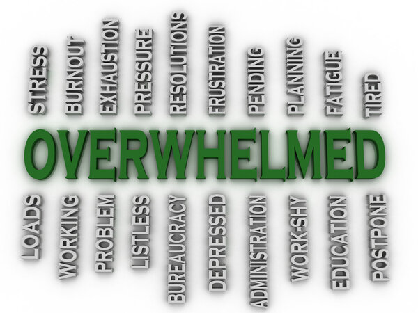3d imagen Overwhelmed  issues concept word cloud background