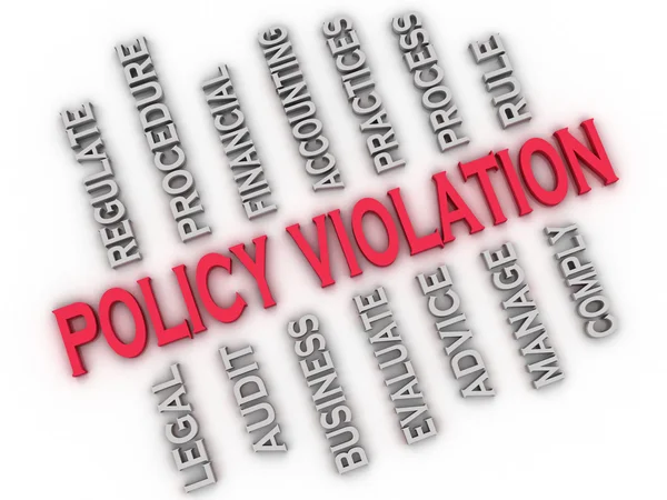 3d image Policy Violation issues concept word cloud background — Stok Foto