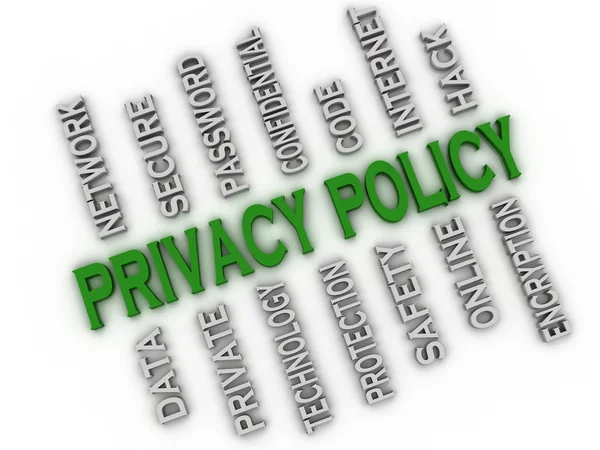 3d image Privacy policy issues concept word cloud background — Stock Photo, Image