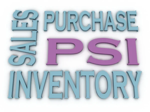 3d image PSI (Purchase, Sales and Inventory)  issues concept wor — Stock Photo, Image