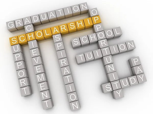 3d imagen Scholarship issues and concepts word cloud background — Stock Photo, Image