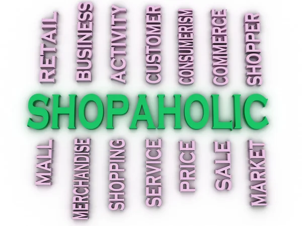 3d imagen Shopaholic  issues concept word cloud background — Stock Photo, Image