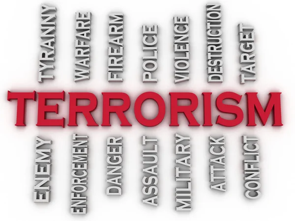 3D beeld terrorisme kwesties concept word cloud achtergrond — Stockfoto