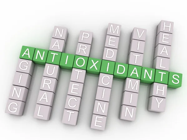 3D bild antioxidanter frågor konceptet word cloud bakgrund Royaltyfria Stockfoton