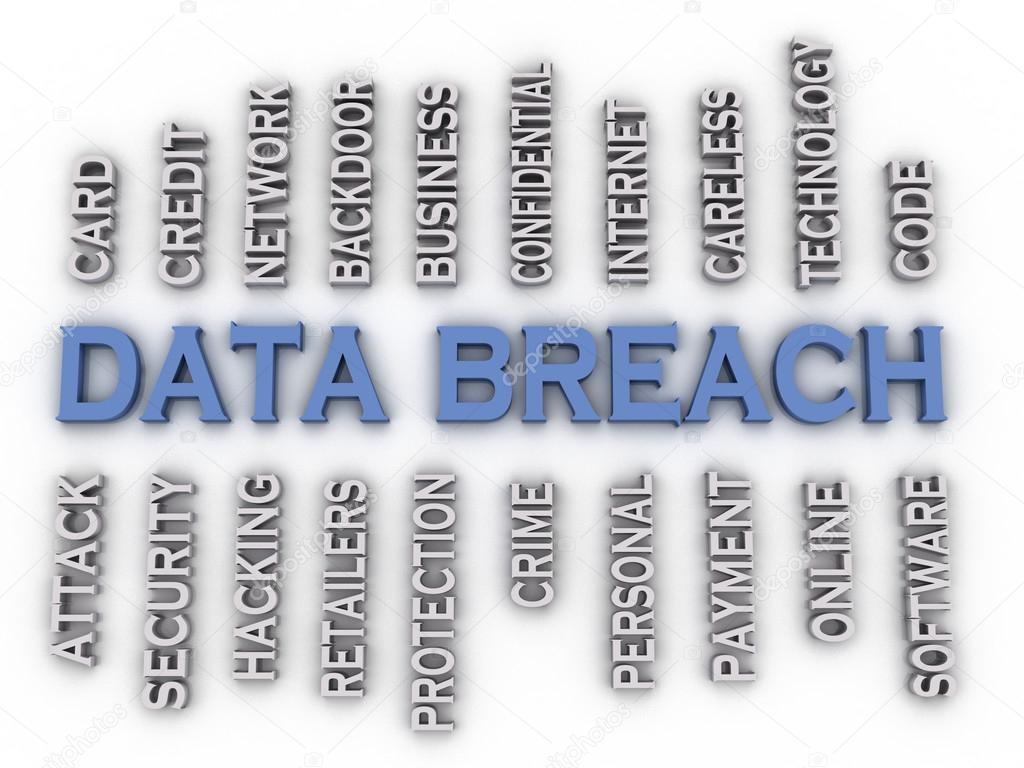 3d image Data Breach issues concept word cloud background