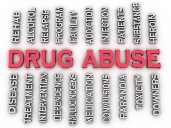 3d image Drug Abuse issues concept word cloud background — Stock Photo, Image