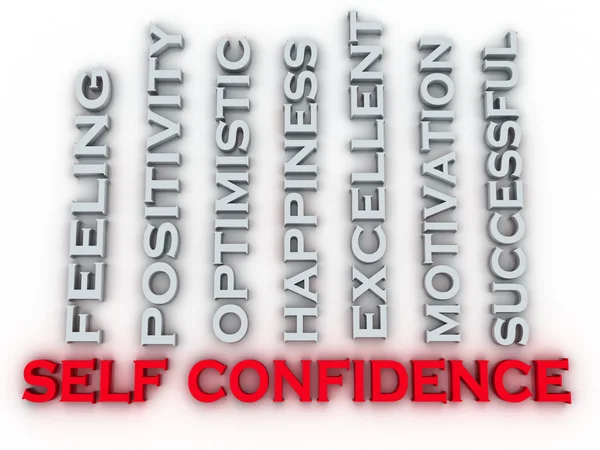 3d imagem auto-confiança questões conceito nuvem de palavras fundo — Fotografia de Stock