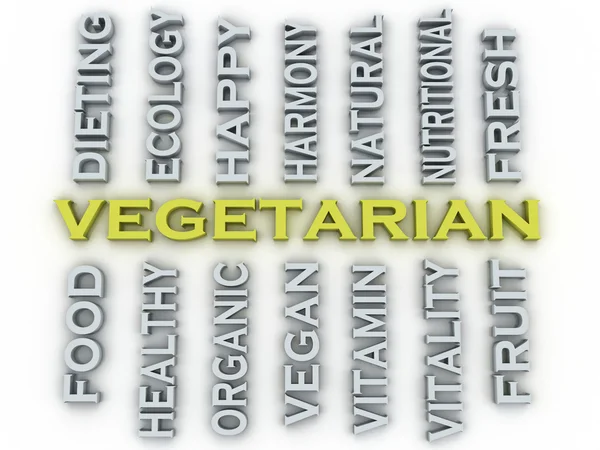 3D beeld vegetarische kwesties concept word cloud achtergrond — Stockfoto