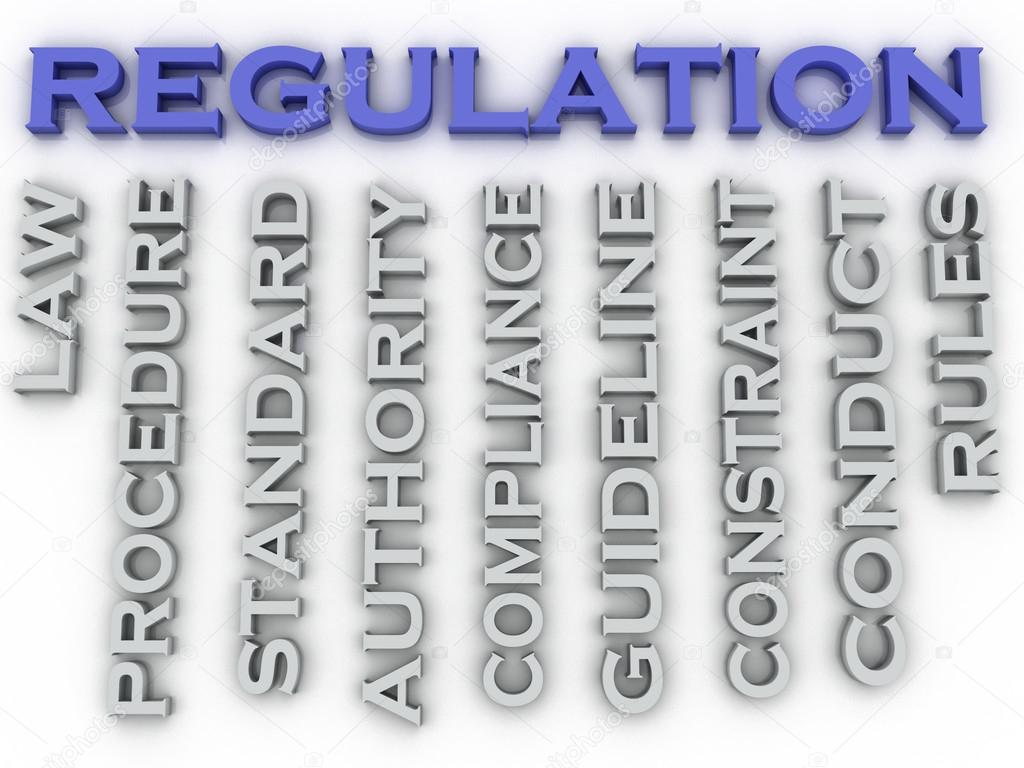 3d image Regulation issues concept word cloud background