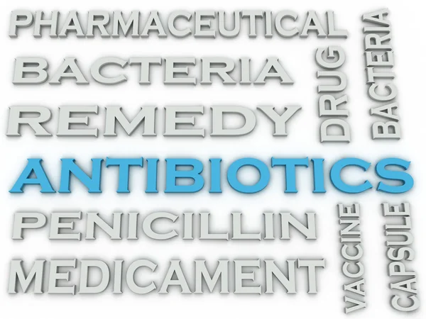 3D bild antibiotika frågor konceptet word cloud bakgrund — Stockfoto