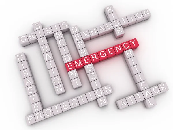 Imagem 3d Problemas de emergência conceito nuvem de palavras fundo — Fotografia de Stock