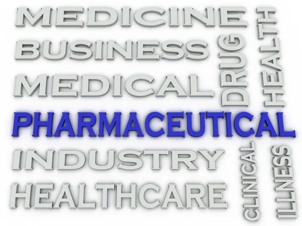 Imagem 3d Indústria farmacêutica questões conceito nuvem de palavras de volta — Fotografia de Stock