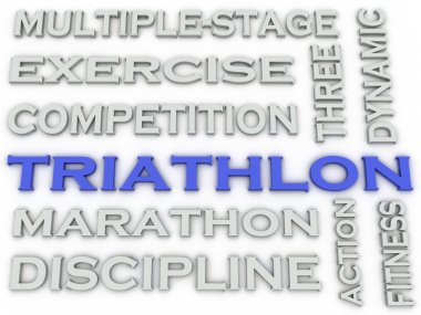 3D görüntü triatlon sorunları kavramı kelime arka plan bulut