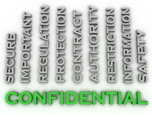 3d image confidential  issues concept word cloud background — Stock Photo, Image