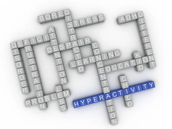 3d image Hyperactivity  issues concept word cloud background — Stock Photo, Image