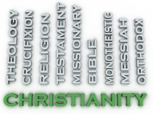 3 डी छवि ईसाई धर्म मुद्दों अवधारणा शब्द बादल पृष्ठभूमि — स्टॉक फ़ोटो, इमेज
