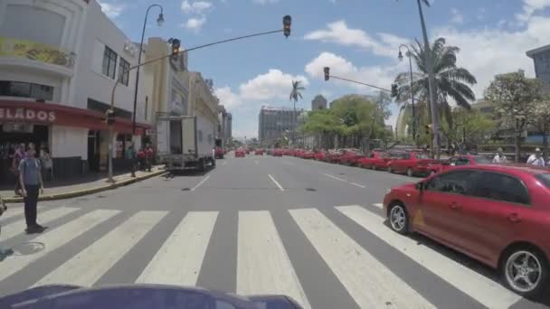 SAN JOSE, COSTA RICA - MAY 2015: POV of the Avenida Central Street on May 6, 2015 in San Jose, it is the most important working area of the country, which brings in more than a million people daily — Stock Video