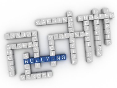 3D görüntü Bullying sorunları kavramı kelime bulutu arka plan
