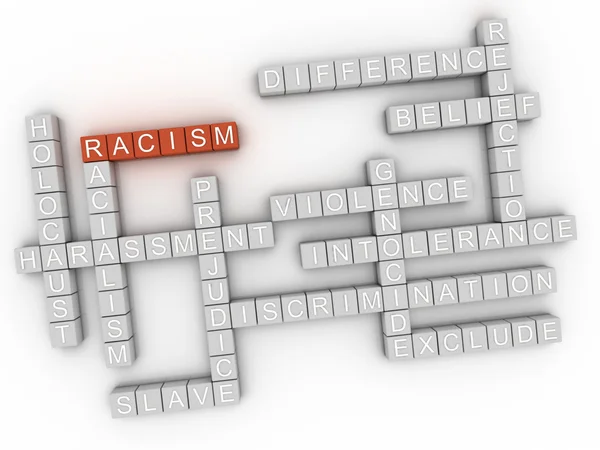 3d image Racisme questions concept mot nuage fond — Photo