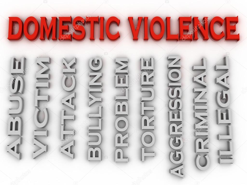 3d image Domestic violence issues concept word cloud background