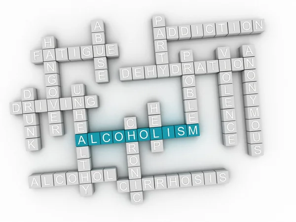 3D beeld alcoholisme kwesties concept word cloud achtergrond — Stockfoto