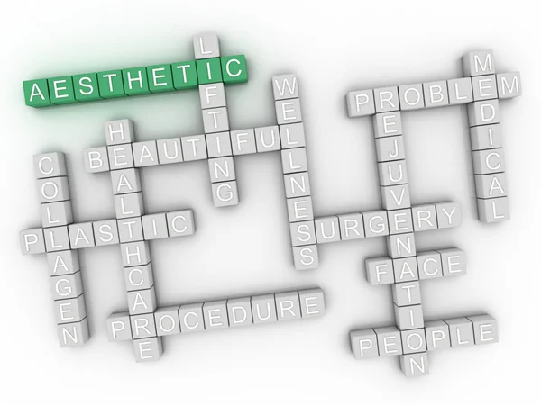 3D-bild estetiska frågor konceptet word cloud bakgrund — Stockfoto