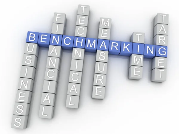 3d image Benchmarking issues concept word cloud background — Stock Photo, Image