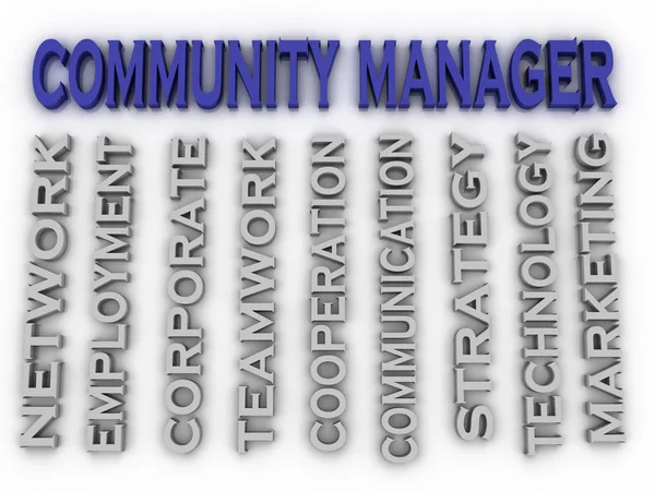 Immagine 3d Community manager issues concept word cloud background — Foto Stock