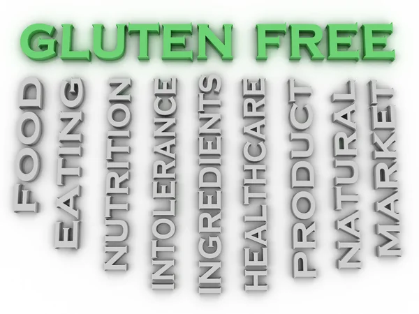 3D beeld Gluten vrije kwesties concept word cloud achtergrond — Stockfoto