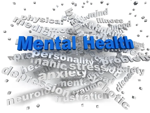 3d image Mental health word cloud concept — Stock Photo, Image