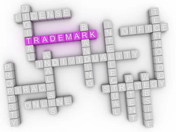 3d image Trademark word cloud concept — Stock Photo, Image