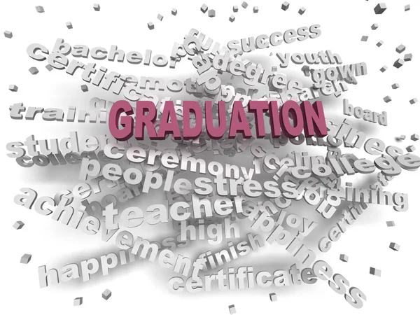 3d image Graduation word cloud concept — Stock Photo, Image