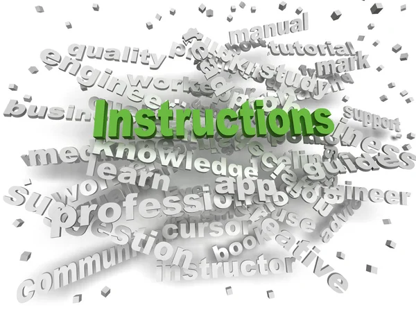 3d image Instructions word cloud concept — Stock Photo, Image