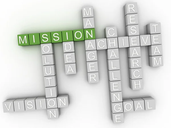 3 d イメージ ミッション単語クラウドのコンセプト — ストック写真