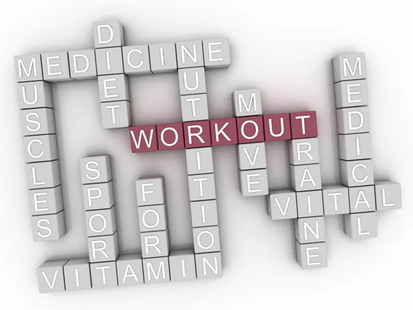 3d image Workout word cloud concept — Stock Photo, Image