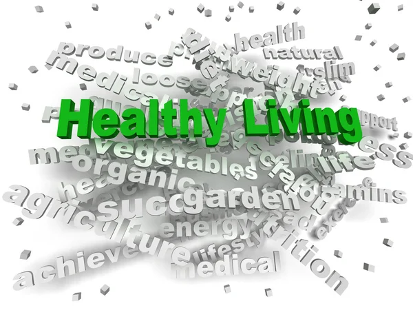 3d image Healthy Living word cloud concept — Stock Photo, Image