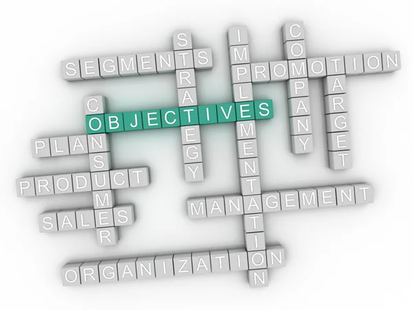 3d image Objectives word cloud concept — Stock Photo, Image