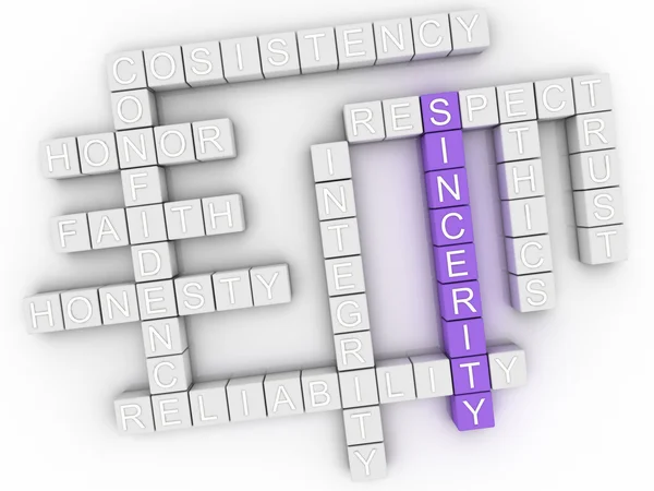 3d image Sincerity word cloud concept — Stock Photo, Image