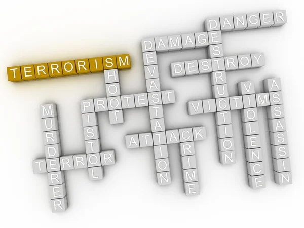 Obraz 3D terroryzmu słowo cloud koncepcja — Zdjęcie stockowe
