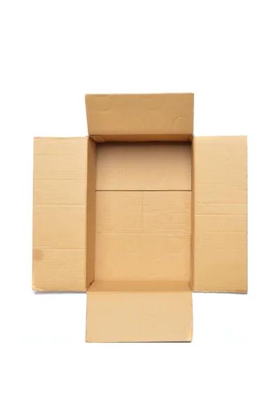 Caixa vazia no fundo branco — Fotografia de Stock