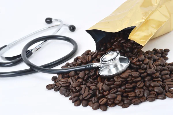 Stetoskop z ziaren kawy — Zdjęcie stockowe