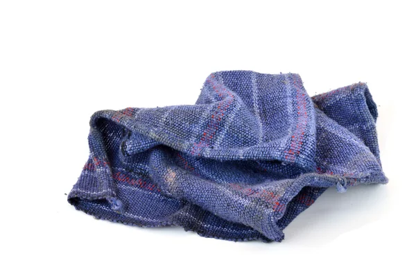 Stare używane tkaniny niebieski prochowiec na białym tle — Zdjęcie stockowe