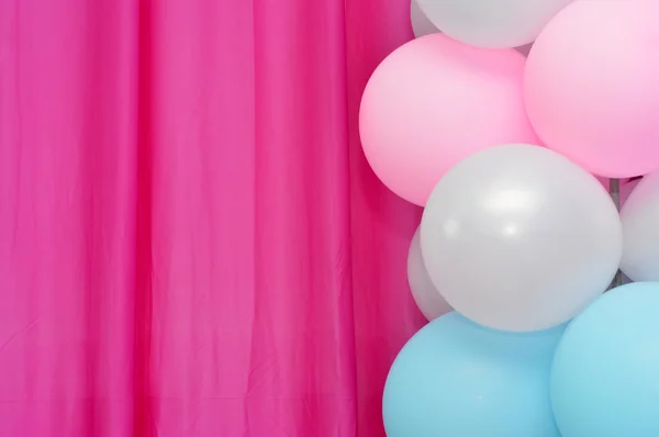 Balony ramki na tle puste różowy kurtyny — Zdjęcie stockowe