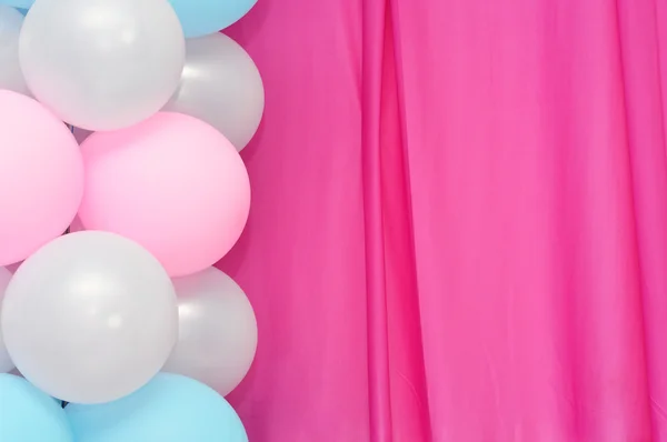 Balony ramki na tle puste różowy kurtyny — Zdjęcie stockowe