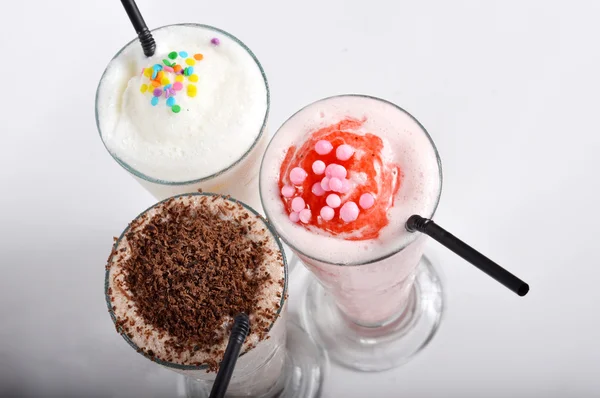 Drie soorten milkshake drankje — Stockfoto