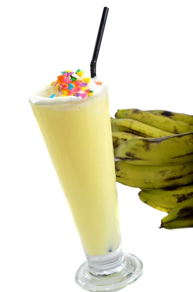 香蕉奶昔饮料 — 图库照片